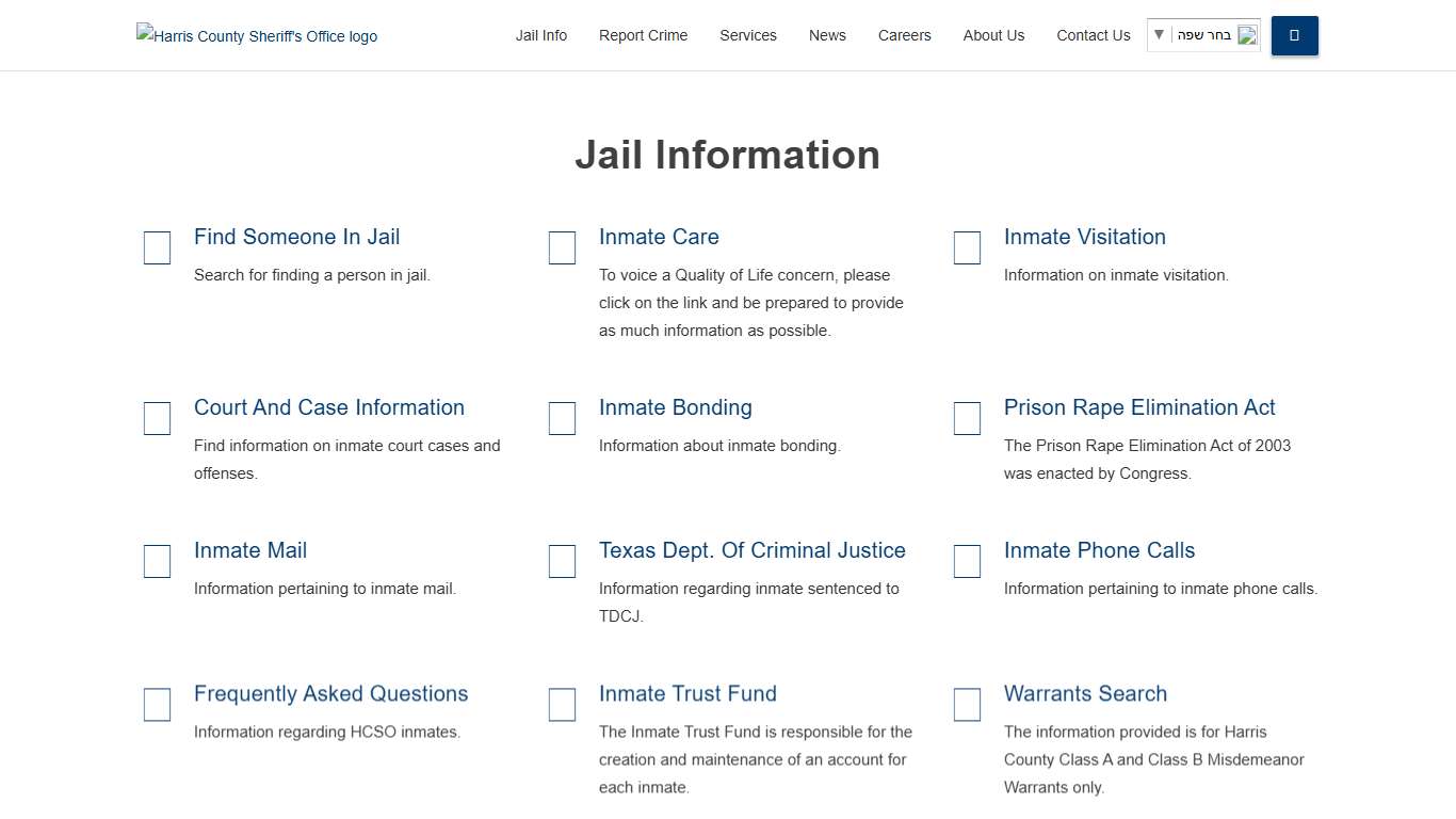 Jail Information—Harris County Texas Sheriff's Office